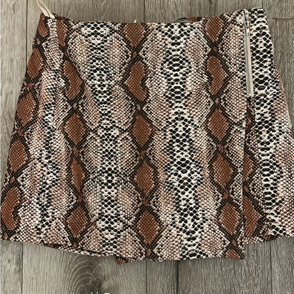 Brown and Cream Mini Skater Skirt for Night Out